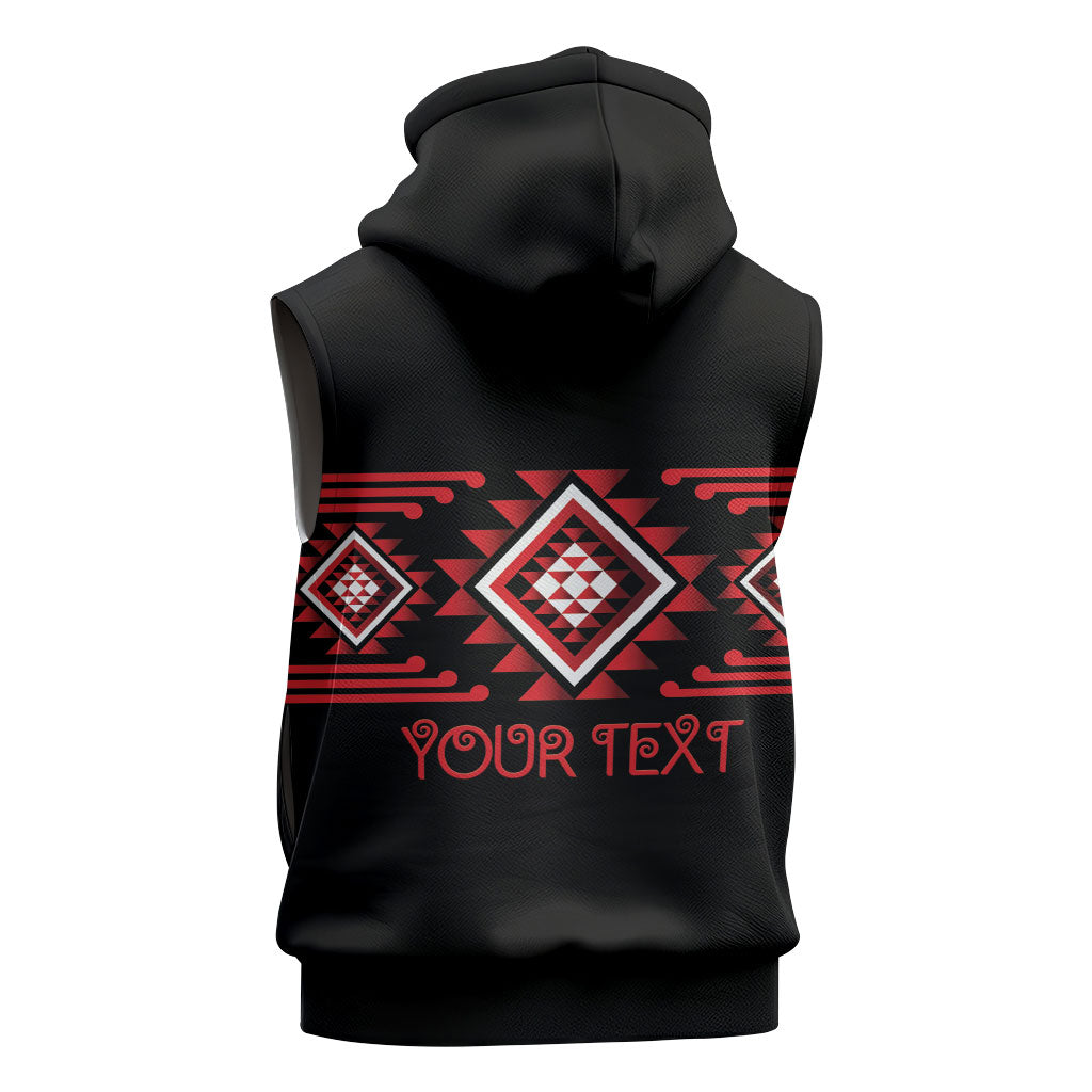 Aotearoa Atua Tumatauenga Personalised Sleeveless Zip Hoodie Maori God Of War Taniko Motifs LT14 - Polynesian Pride