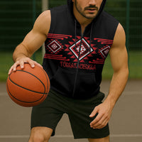 Aotearoa Atua Tumatauenga Personalised Sleeveless Zip Hoodie Maori God Of War Taniko Motifs LT14 - Polynesian Pride