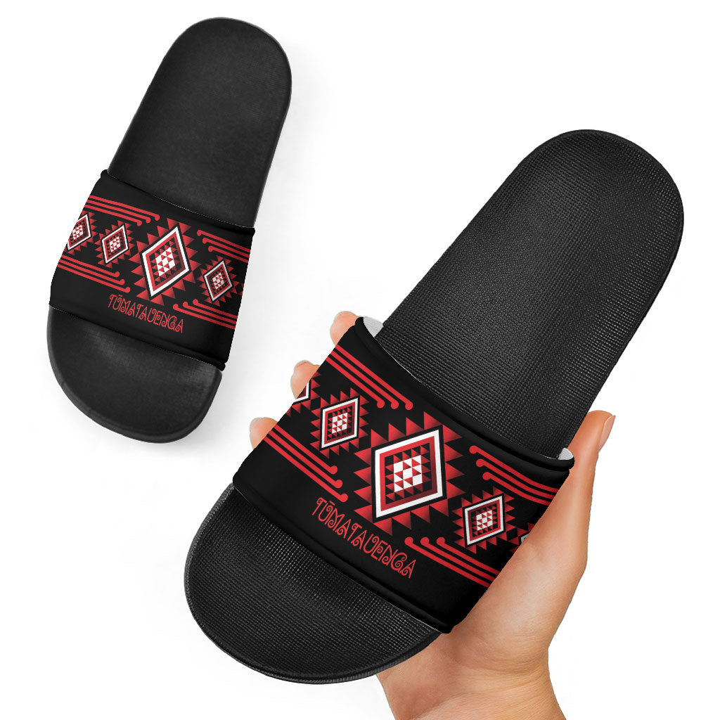 Aotearoa Atua Tumatauenga Slide Sandals Maori God Of War Taniko Motifs LT14 - Polynesian Pride