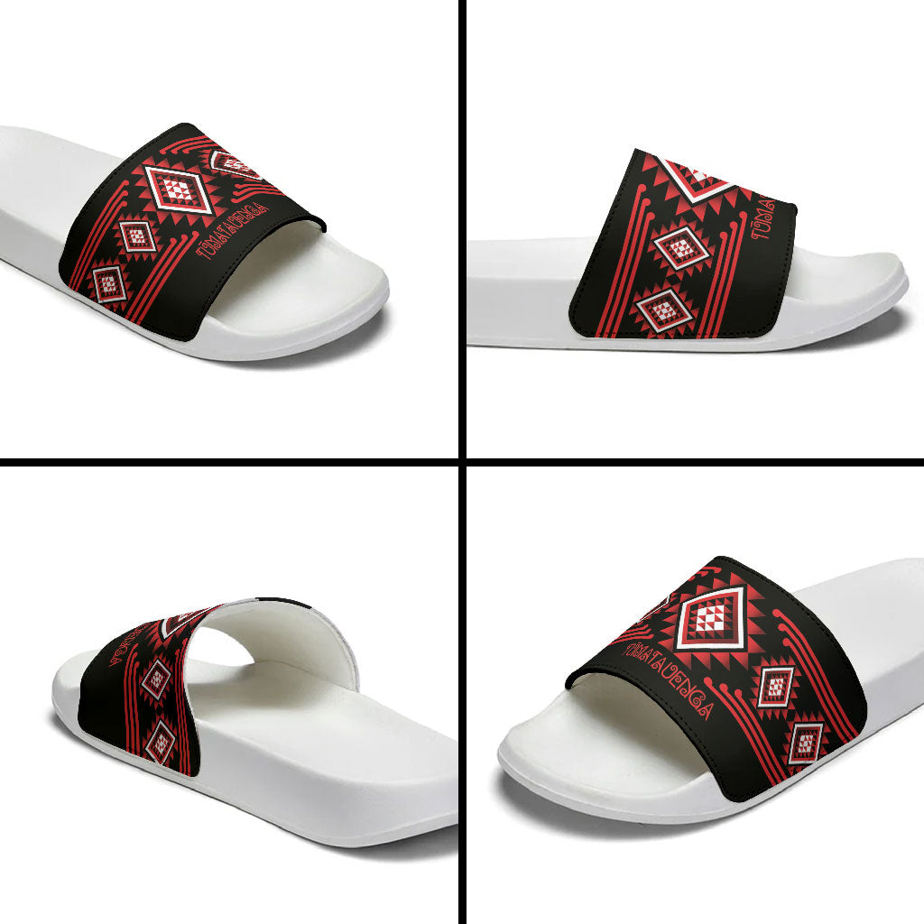 Aotearoa Atua Tumatauenga Slide Sandals Maori God Of War Taniko Motifs LT14 - Polynesian Pride