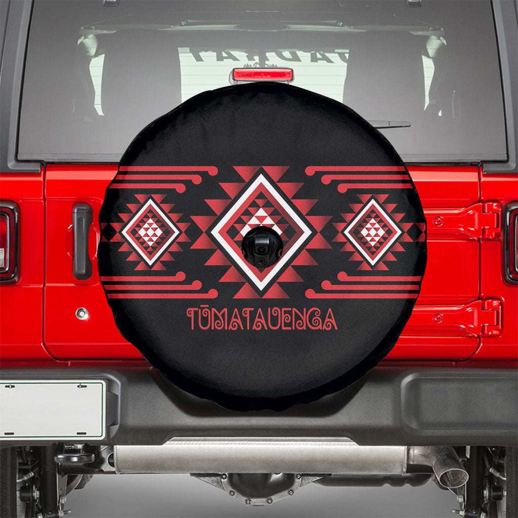 Aotearoa Atua Tumatauenga Spare Tire Cover Maori God Of War Taniko Motifs LT14 - Polynesian Pride