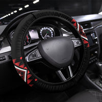 Aotearoa Atua Tumatauenga Steering Wheel Cover Maori God Of War Taniko Motifs LT14 Universal Fit Red - Polynesian Pride