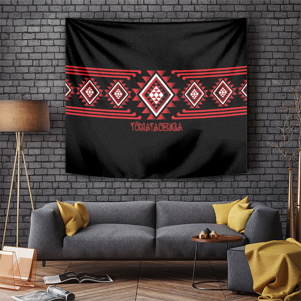 Aotearoa Atua Tumatauenga Tapestry Maori God Of War Taniko Motifs LT14 Red - Polynesian Pride