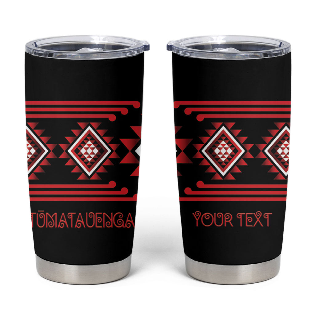 Aotearoa Atua Tumatauenga Personalised Tumbler Cup Maori God Of War Taniko Motifs LT14 Red - Polynesian Pride