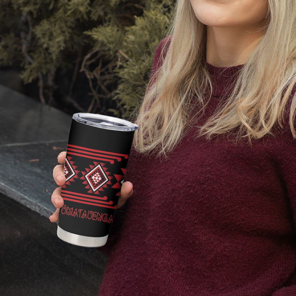 Aotearoa Atua Tumatauenga Personalised Tumbler Cup Maori God Of War Taniko Motifs LT14 - Polynesian Pride