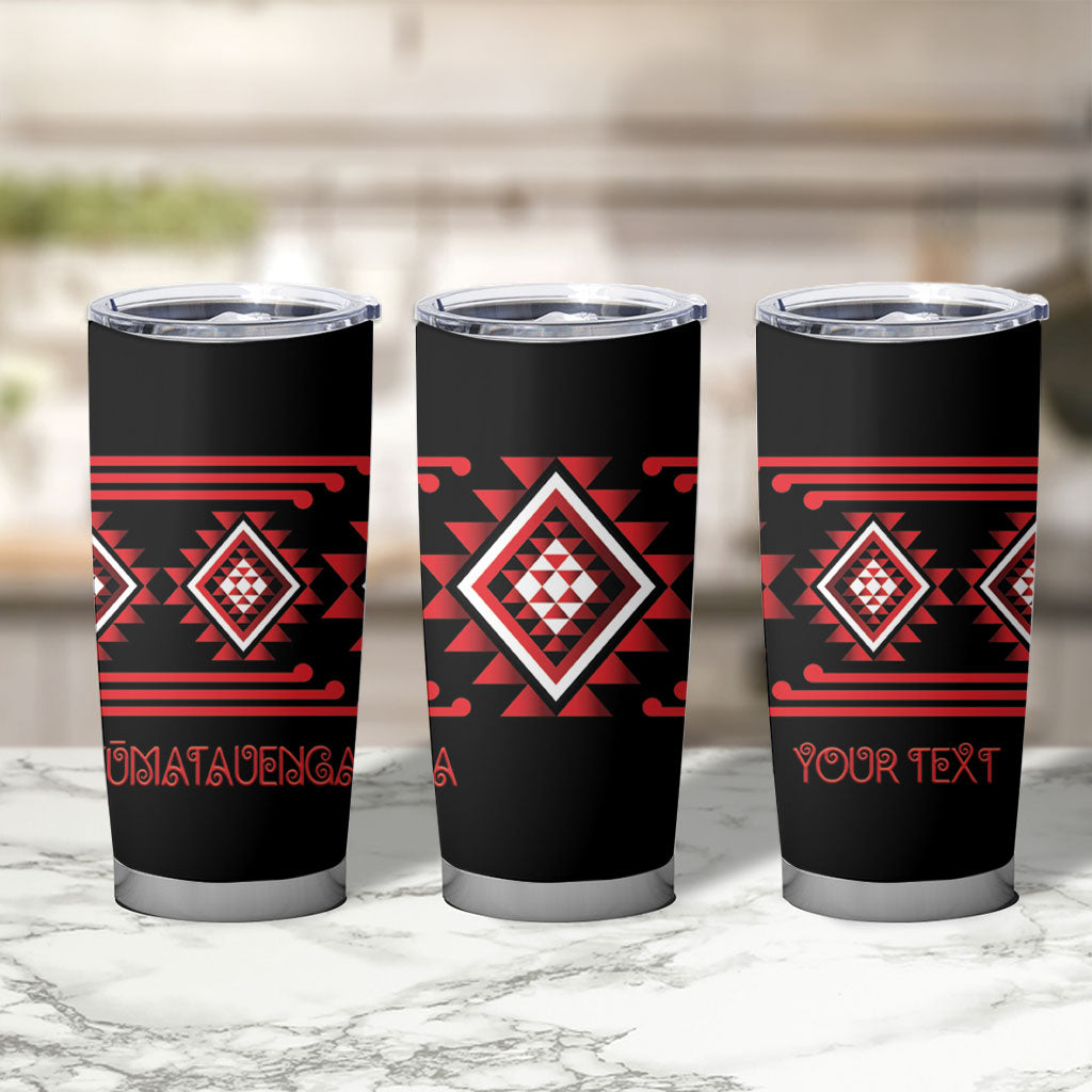 Aotearoa Atua Tumatauenga Personalised Tumbler Cup Maori God Of War Taniko Motifs LT14 - Polynesian Pride
