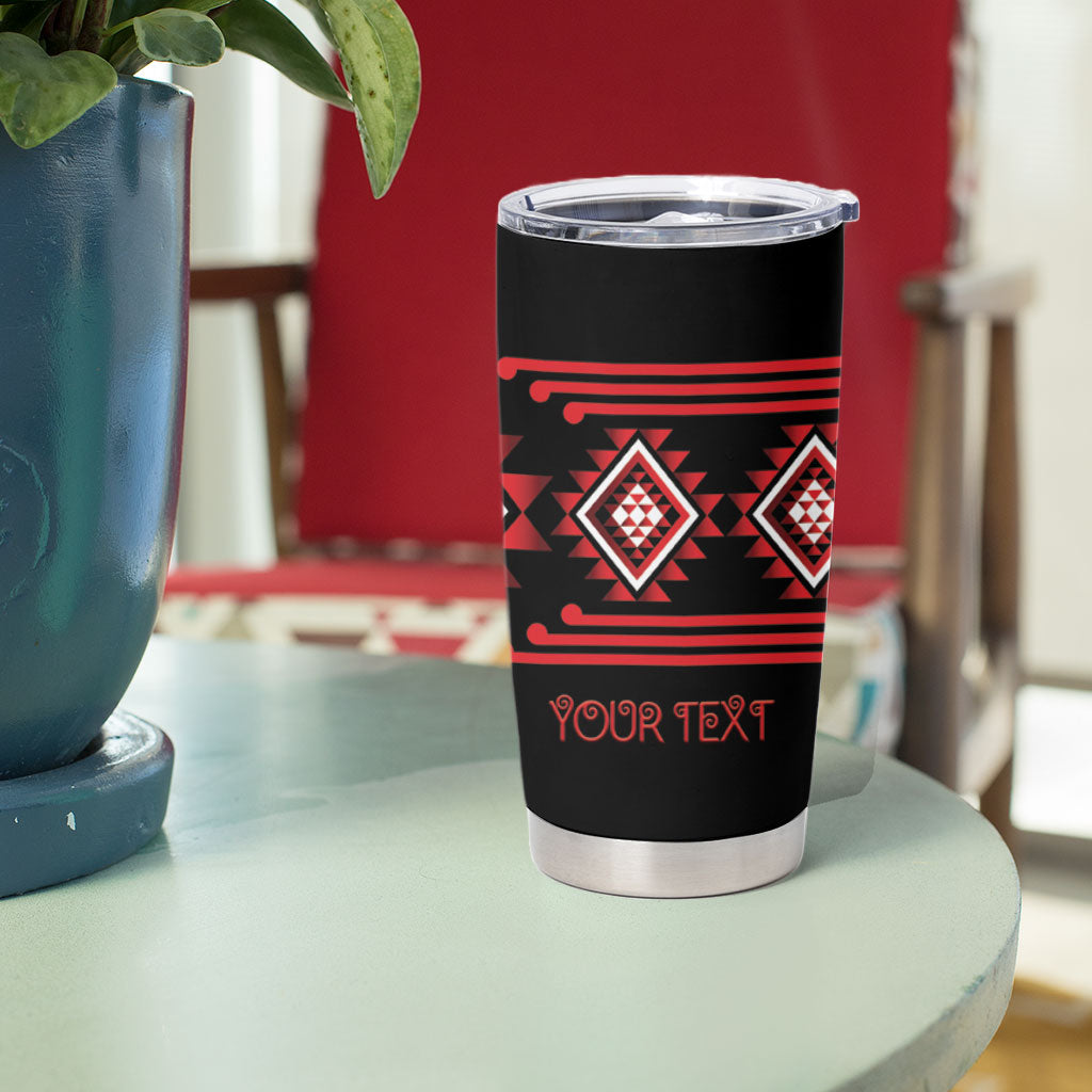 Aotearoa Atua Tumatauenga Personalised Tumbler Cup Maori God Of War Taniko Motifs LT14 - Polynesian Pride