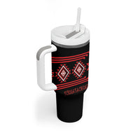 Aotearoa Atua Tumatauenga Personalised Tumbler With Handle Maori God Of War Taniko Motifs LT14 - Polynesian Pride