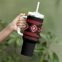 Aotearoa Atua Tumatauenga Personalised Tumbler With Handle Maori God Of War Taniko Motifs LT14 - Polynesian Pride