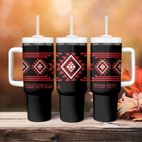 Aotearoa Atua Tumatauenga Personalised Tumbler With Handle Maori God Of War Taniko Motifs LT14 - Polynesian Pride