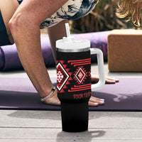 Aotearoa Atua Tumatauenga Personalised Tumbler With Handle Maori God Of War Taniko Motifs LT14 - Polynesian Pride