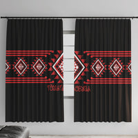 Aotearoa Atua Tumatauenga Window Curtain Maori God Of War Taniko Motifs LT14 With Hooks Red - Polynesian Pride