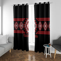 Aotearoa Atua Tumatauenga Window Curtain Maori God Of War Taniko Motifs LT14 With Grommets Red - Polynesian Pride