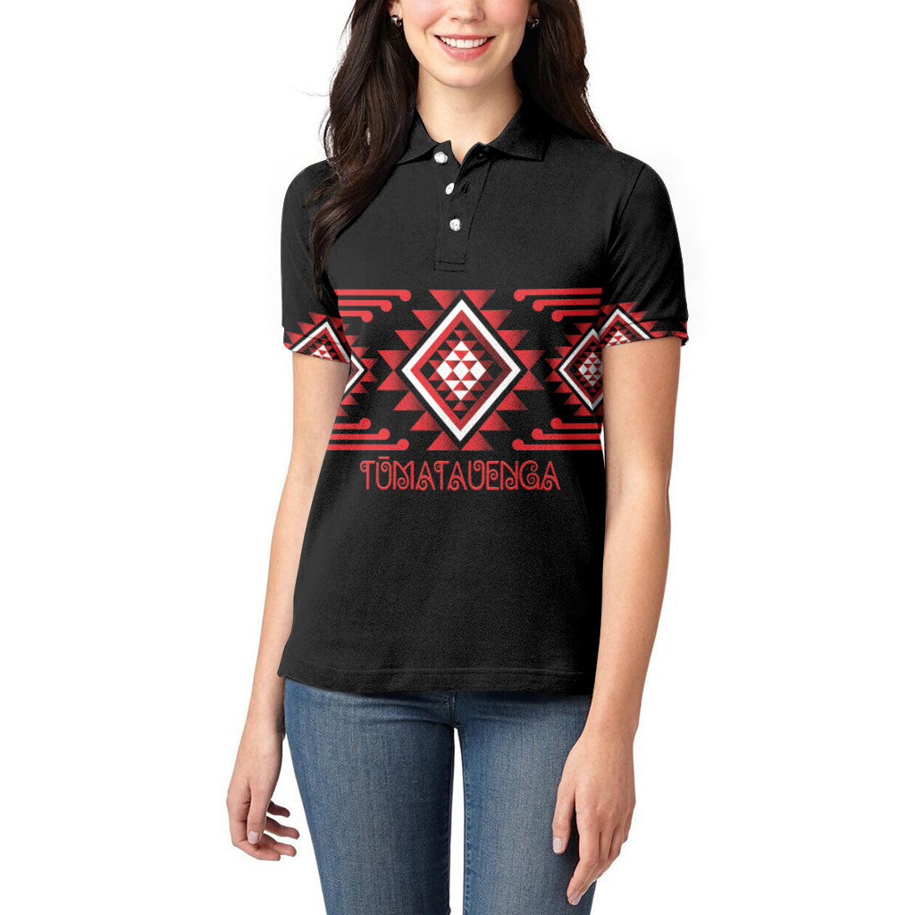 Aotearoa Atua Tumatauenga Personalised Women Polo Shirt Maori God Of War Taniko Motifs LT14 - Polynesian Pride