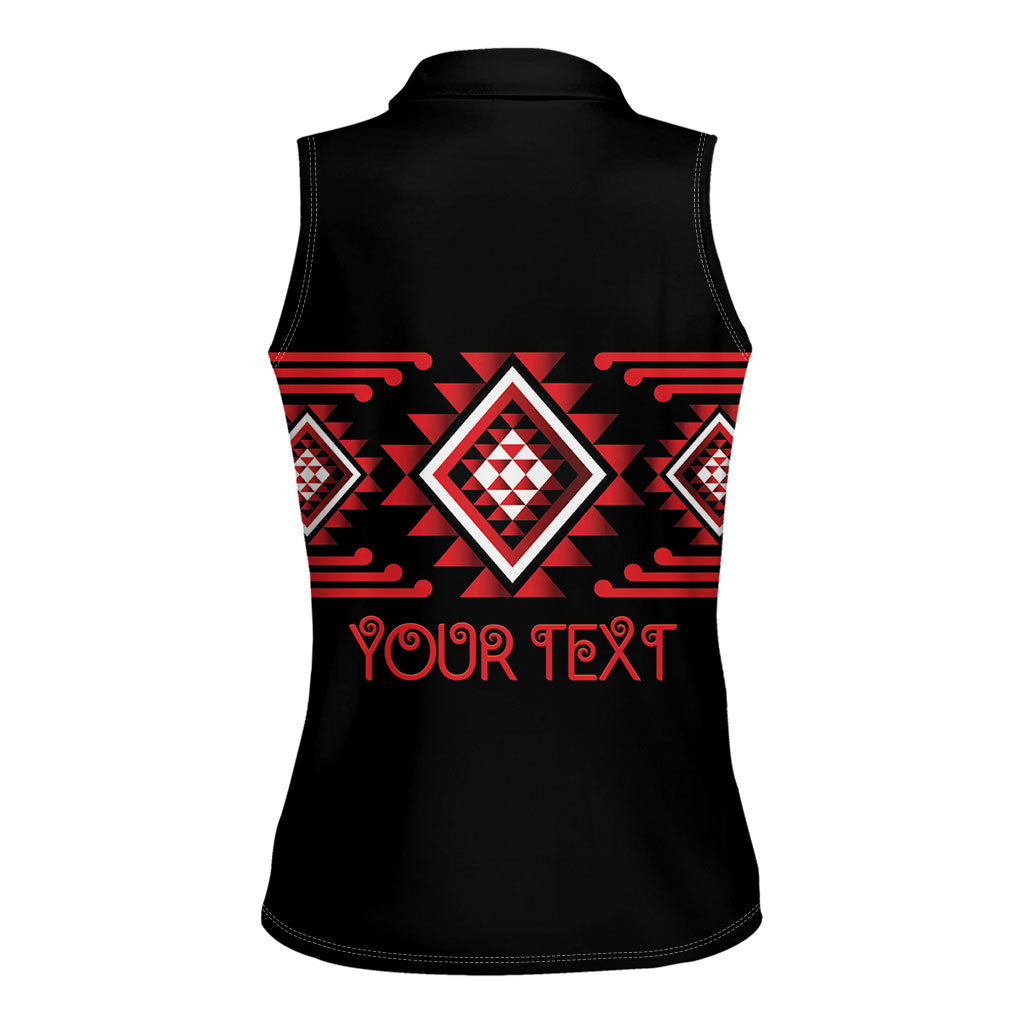 Aotearoa Atua Tumatauenga Personalised Women Sleeveless Polo Shirt Maori God Of War Taniko Motifs LT14 - Polynesian Pride