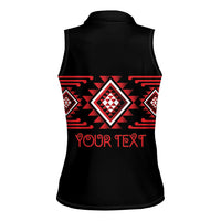Aotearoa Atua Tumatauenga Personalised Women Sleeveless Polo Shirt Maori God Of War Taniko Motifs LT14 - Polynesian Pride