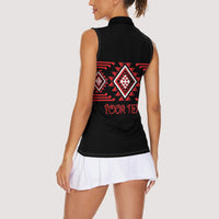 Aotearoa Atua Tumatauenga Personalised Women Sleeveless Polo Shirt Maori God Of War Taniko Motifs LT14 - Polynesian Pride