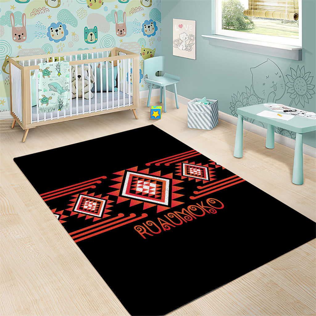 Aotearoa Atua Ruaumoko Area Rug Maori Powerful God Taniko Motifs LT14 - Polynesian Pride