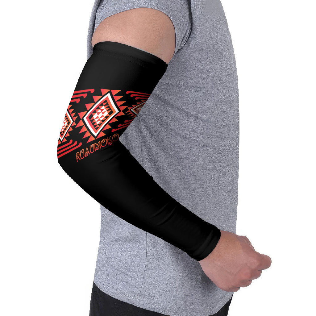 Aotearoa Atua Ruaumoko Personalised Arm Sleeves Maori Powerful God Taniko Motifs LT14 - Polynesian Pride
