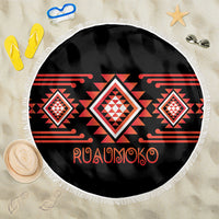 Aotearoa Atua Ruaumoko Beach Blanket Maori Powerful God Taniko Motifs LT14 One Size 150cm Orange - Polynesian Pride
