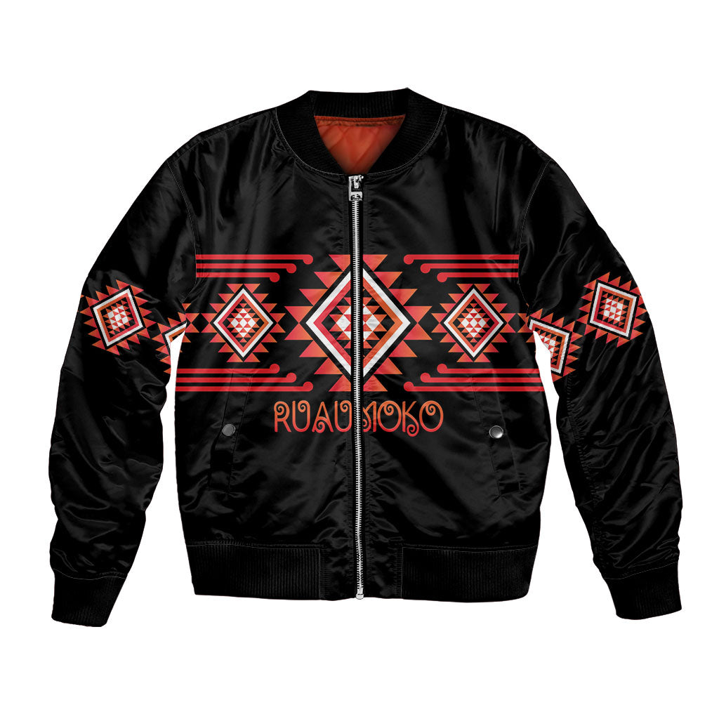 Aotearoa Atua Ruaumoko Personalised Bomber Jacket Maori Powerful God Taniko Motifs LT14 Unisex Orange - Polynesian Pride