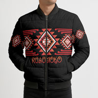 Aotearoa Atua Ruaumoko Personalised Bomber Puffer Jacket Maori Powerful God Taniko Motifs LT14 - Polynesian Pride