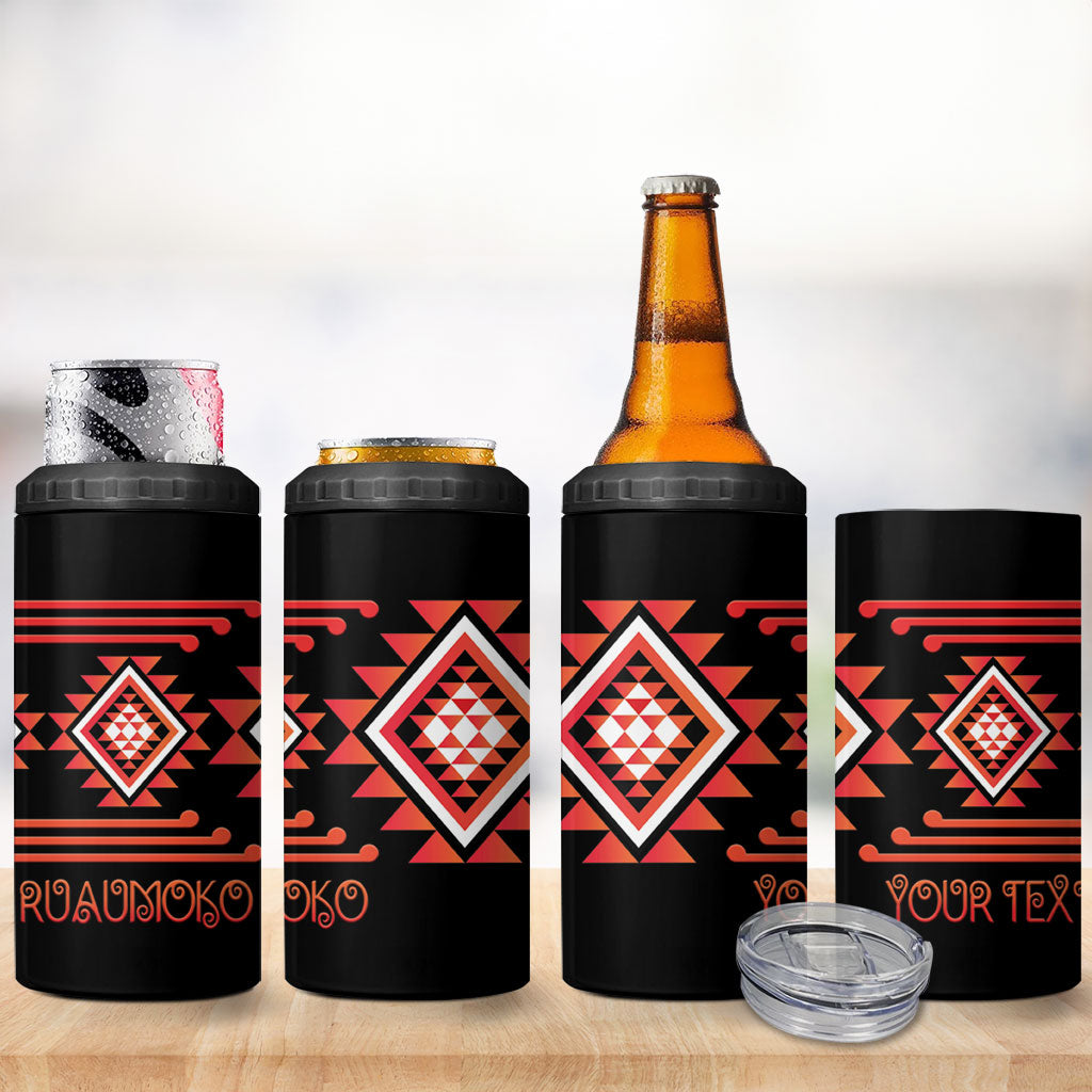 Aotearoa Atua Ruaumoko Personalised 4 in 1 Can Cooler Tumbler Maori Powerful God Taniko Motifs LT14 - Polynesian Pride