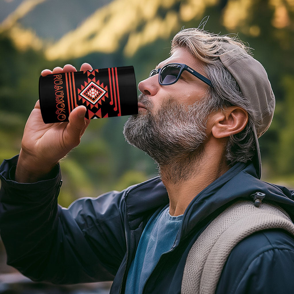 Aotearoa Atua Ruaumoko Personalised 4 in 1 Can Cooler Tumbler Maori Powerful God Taniko Motifs LT14 - Polynesian Pride