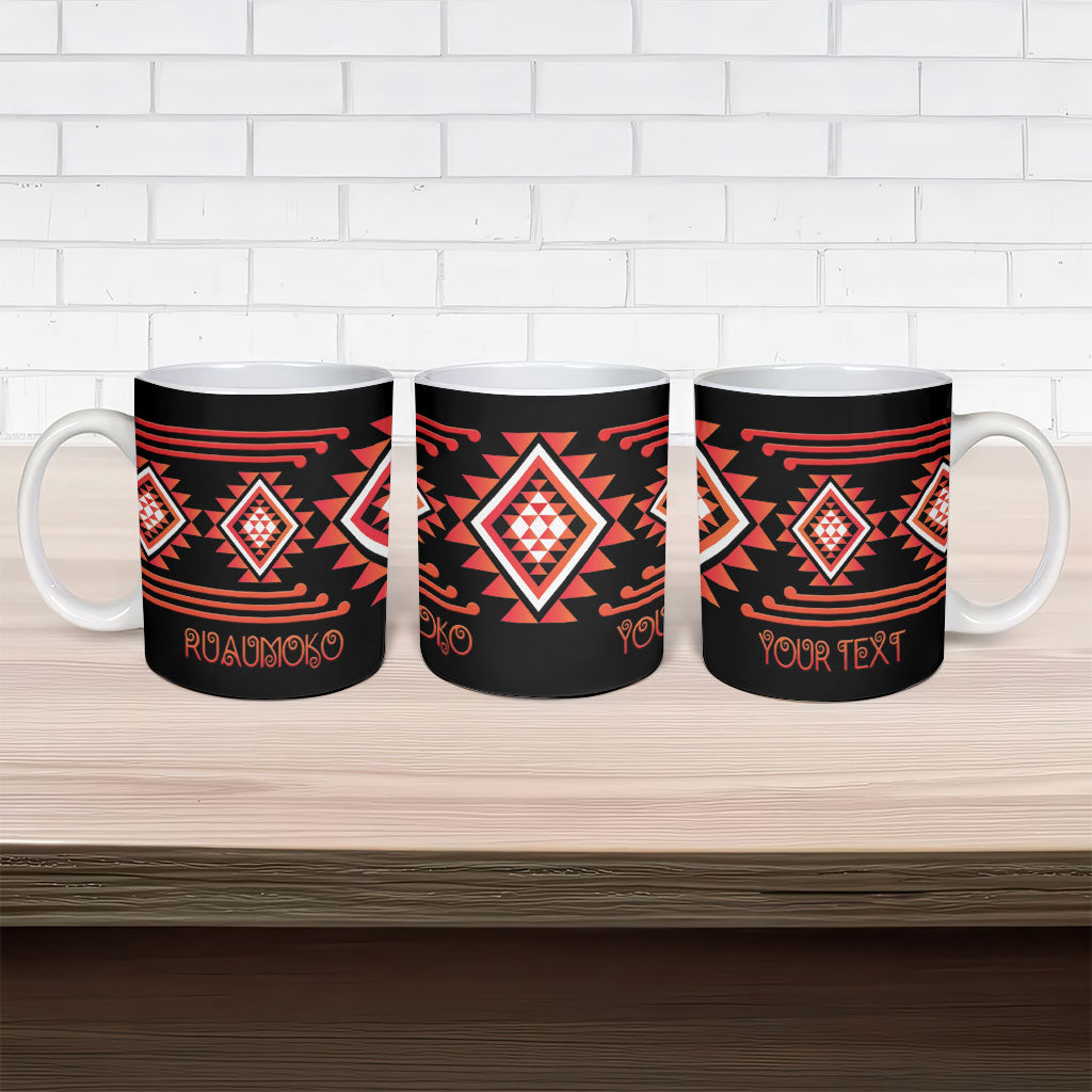 Aotearoa Atua Ruaumoko Personalised Ceramic Mug Maori Powerful God Taniko Motifs LT14 - Polynesian Pride