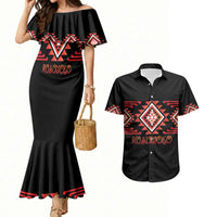 Aotearoa Atua Ruaumoko Personalised Couples Matching Mermaid Dress and Hawaiian Shirt Maori Powerful God Taniko Motifs LT14 Orange - Polynesian Pride