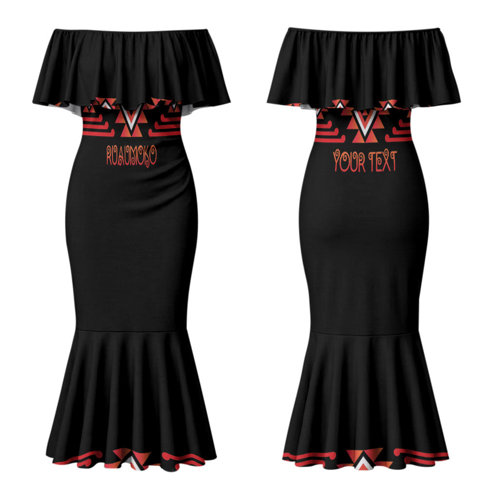 Aotearoa Atua Ruaumoko Personalised Couples Matching Mermaid Dress and Hawaiian Shirt Maori Powerful God Taniko Motifs LT14 - Polynesian Pride