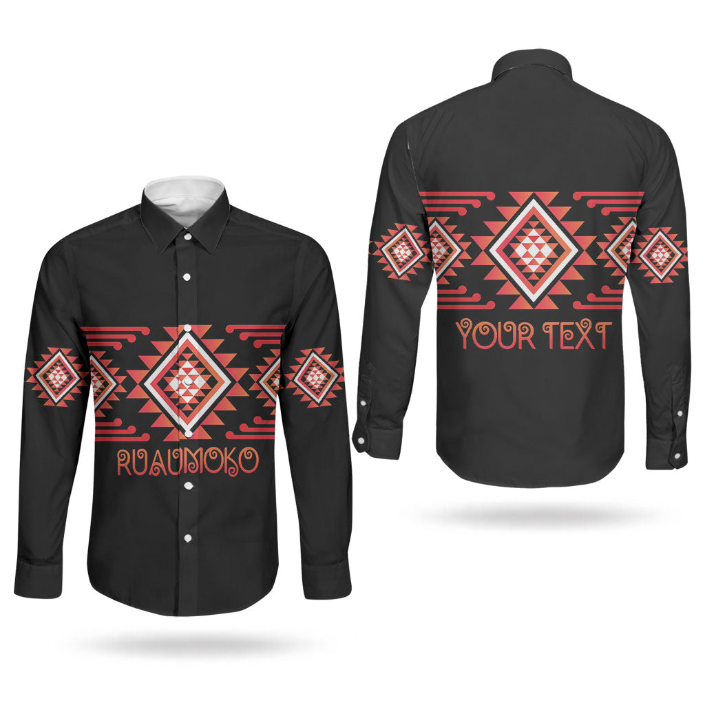 Aotearoa Atua Ruaumoko Personalised Couples Matching Off Shoulder Maxi Dress and Long Sleeve Button Shirt Maori Powerful God Taniko Motifs LT14 - Polynesian Pride