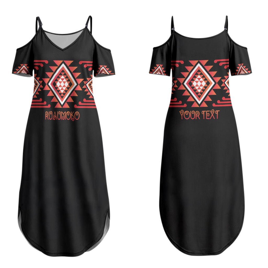 Aotearoa Atua Ruaumoko Personalised Couples Matching Summer Maxi Dress and Hawaiian Shirt Maori Powerful God Taniko Motifs LT14 - Polynesian Pride