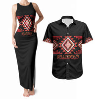 Aotearoa Atua Ruaumoko Personalised Couples Matching Tank Maxi Dress and Hawaiian Shirt Maori Powerful God Taniko Motifs LT14 Orange - Polynesian Pride