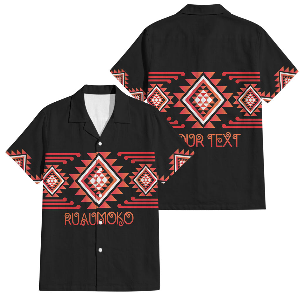 Aotearoa Atua Ruaumoko Personalised Family Matching Off Shoulder Maxi Dress and Hawaiian Shirt Maori Powerful God Taniko Motifs LT14 Dad's Shirt - Short Sleeve Orange - Polynesian Pride