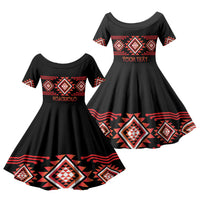 Aotearoa Atua Ruaumoko Personalised Family Matching Off Shoulder Maxi Dress and Hawaiian Shirt Maori Powerful God Taniko Motifs LT14 Daughter's Dress Orange - Polynesian Pride