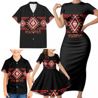 Aotearoa Atua Ruaumoko Personalised Family Matching Short Sleeve Bodycon Dress and Hawaiian Shirt Maori Powerful God Taniko Motifs LT14 - Polynesian Pride