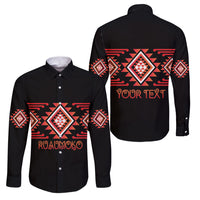 Aotearoa Atua Ruaumoko Personalised Family Matching Summer Maxi Dress and Hawaiian Shirt Maori Powerful God Taniko Motifs LT14 Dad's Shirt - Long Sleeve Orange - Polynesian Pride