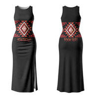 Aotearoa Atua Ruaumoko Personalised Family Matching Tank Maxi Dress and Hawaiian Shirt Maori Powerful God Taniko Motifs LT14 Mom's Dress Orange - Polynesian Pride