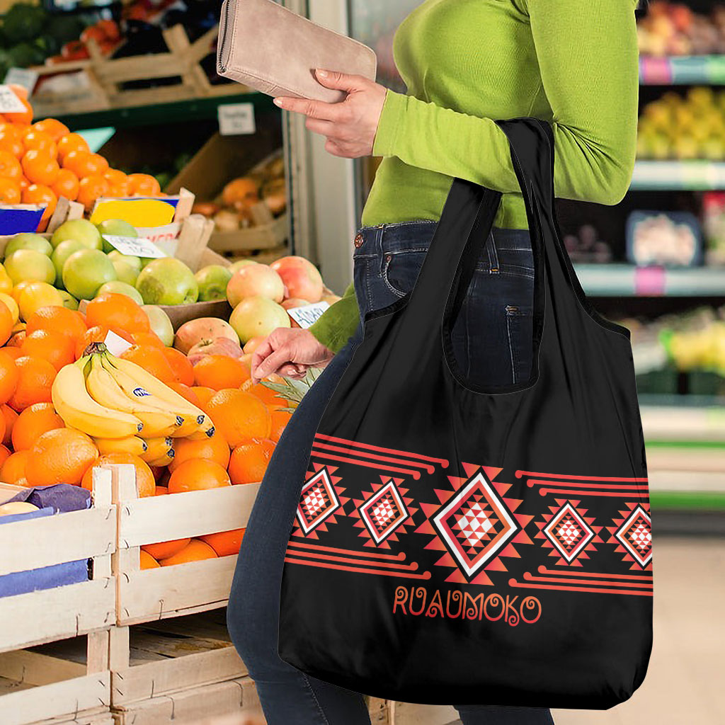 Aotearoa Atua Ruaumoko Grocery Bag Maori Powerful God Taniko Motifs LT14 - Polynesian Pride