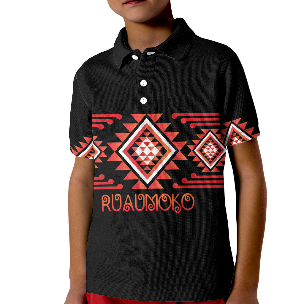 Aotearoa Atua Ruaumoko Personalised Kid Polo Shirt Maori Powerful God Taniko Motifs LT14 Kid Orange - Polynesian Pride