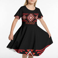 Aotearoa Atua Ruaumoko Personalised Kid Short Sleeve Dress Maori Powerful God Taniko Motifs LT14 - Polynesian Pride