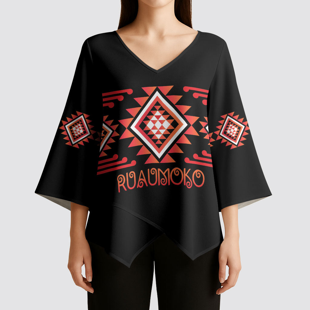 Aotearoa Atua Ruaumoko Personalised Kimono Sleeve Blouse Maori Powerful God Taniko Motifs LT14 - Polynesian Pride