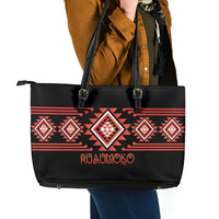 Aotearoa Atua Ruaumoko Leather Tote Bag Maori Powerful God Taniko Motifs LT14 - Polynesian Pride