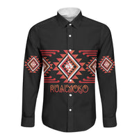 Aotearoa Atua Ruaumoko Personalised Long Sleeve Button Shirt Maori Powerful God Taniko Motifs LT14 Unisex Orange - Polynesian Pride