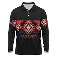 Aotearoa Atua Ruaumoko Personalised Long Sleeve Polo Shirt Maori Powerful God Taniko Motifs LT14 Orange - Polynesian Pride