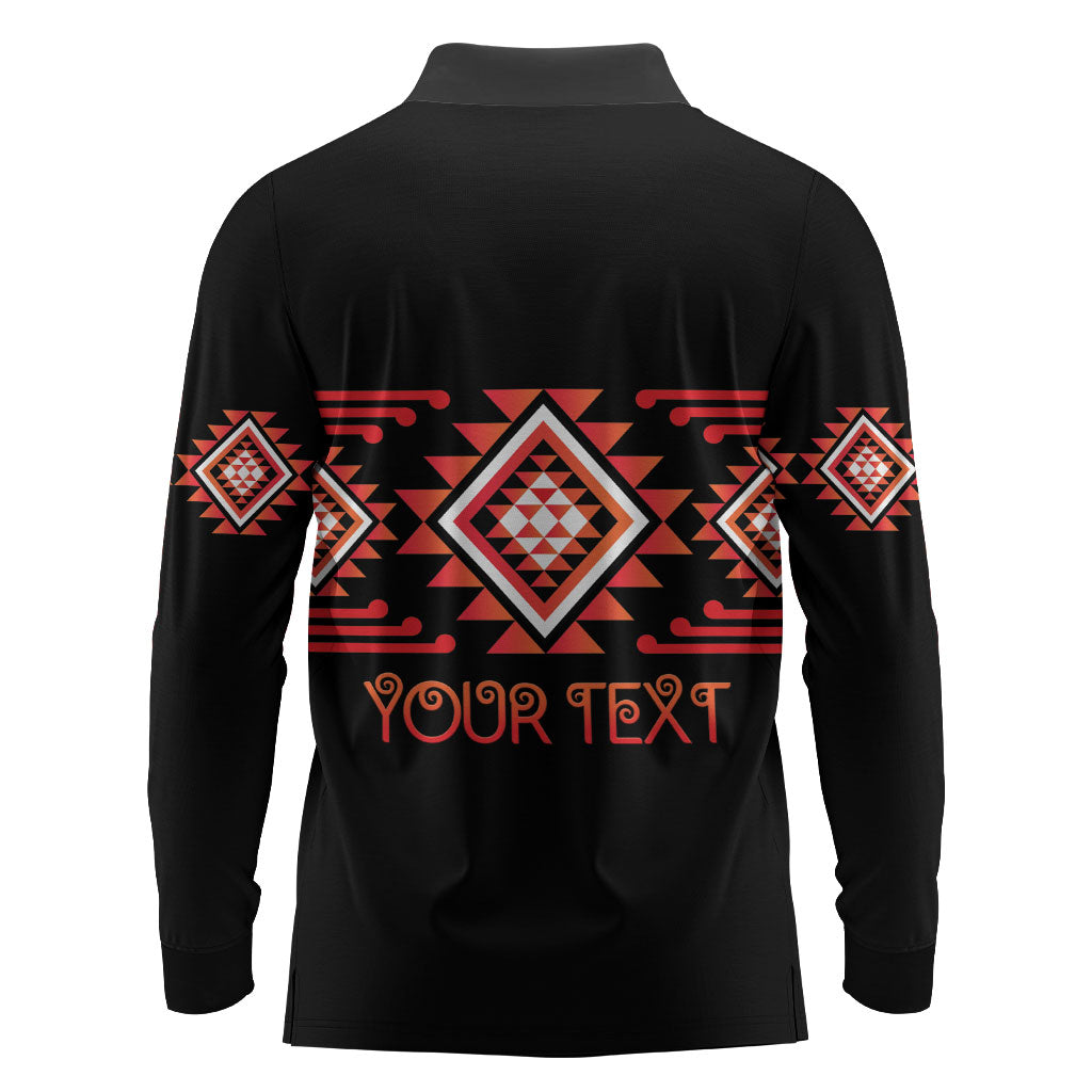Aotearoa Atua Ruaumoko Personalised Long Sleeve Polo Shirt Maori Powerful God Taniko Motifs LT14 - Polynesian Pride