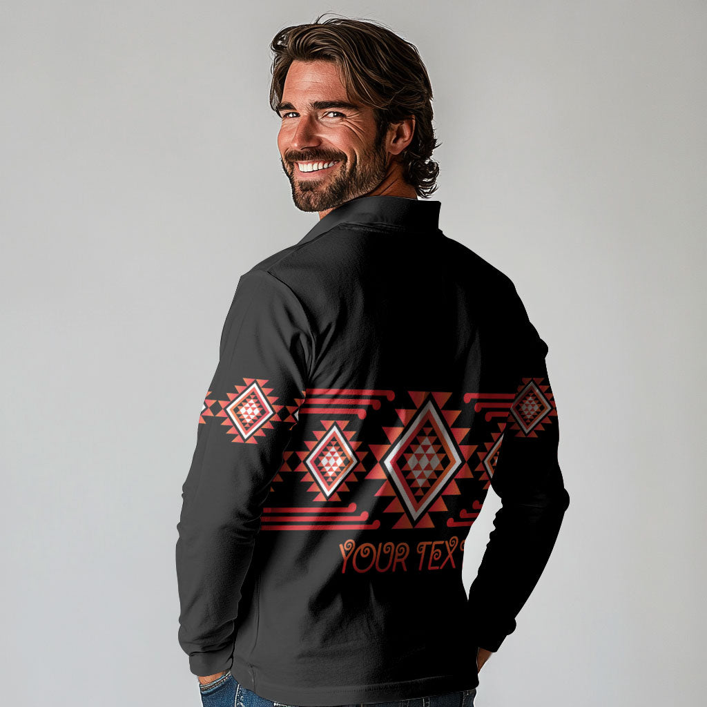 Aotearoa Atua Ruaumoko Personalised Long Sleeve Polo Shirt Maori Powerful God Taniko Motifs LT14 - Polynesian Pride