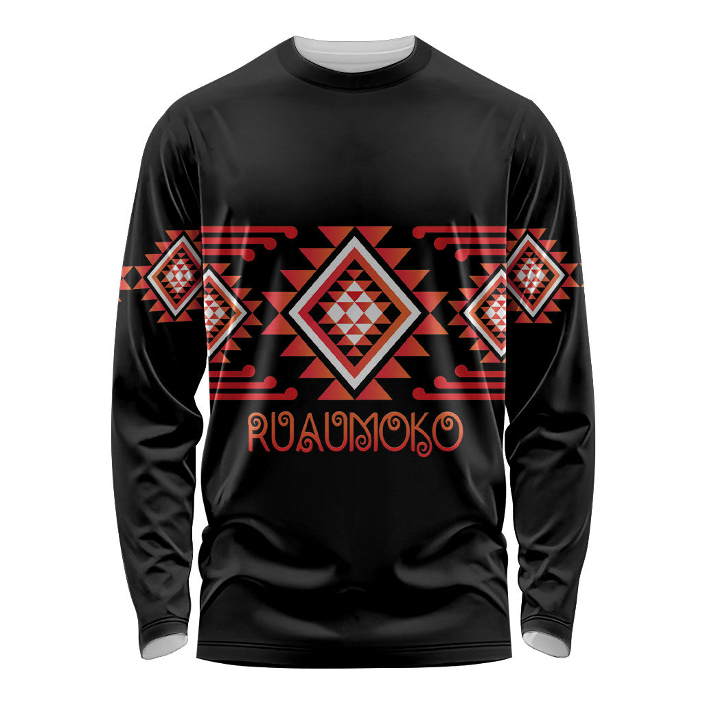 Aotearoa Atua Ruaumoko Personalised Long Sleeve Shirt Maori Powerful God Taniko Motifs LT14 Unisex Orange - Polynesian Pride