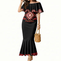 Aotearoa Atua Ruaumoko Personalised Mermaid Dress Maori Powerful God Taniko Motifs LT14 Women Orange - Polynesian Pride